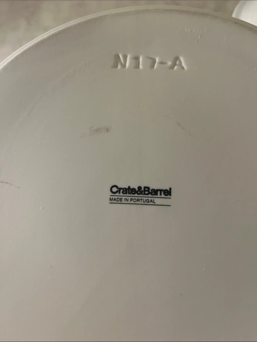 Crate & Barrel Porcelain  A-1-7 Casserole From Portugal 10” diameter 4” deep